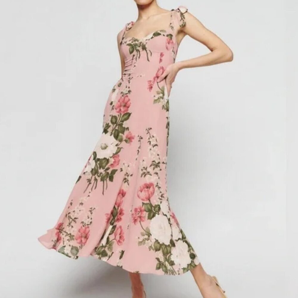Reformation Nadira Dress In Rose Garden